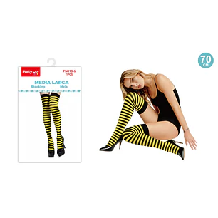 Calcetas Media Larga Rayas Negro Amarillo 70Cm