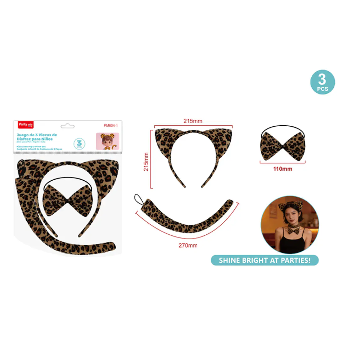 Set De Disfraz Cintillo Tigre 3 Unidades 1