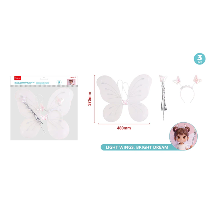 Set De Disfraz Mariposa Blanco 3 Unidades 1