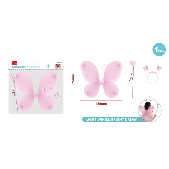 Set De Disfraz Mariposa Rosado 3 Unidades 1
