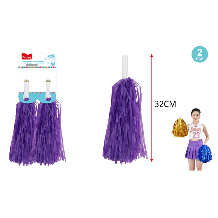 Pompón Porristas Morado Pastel 32Cm 2 Unidades 1