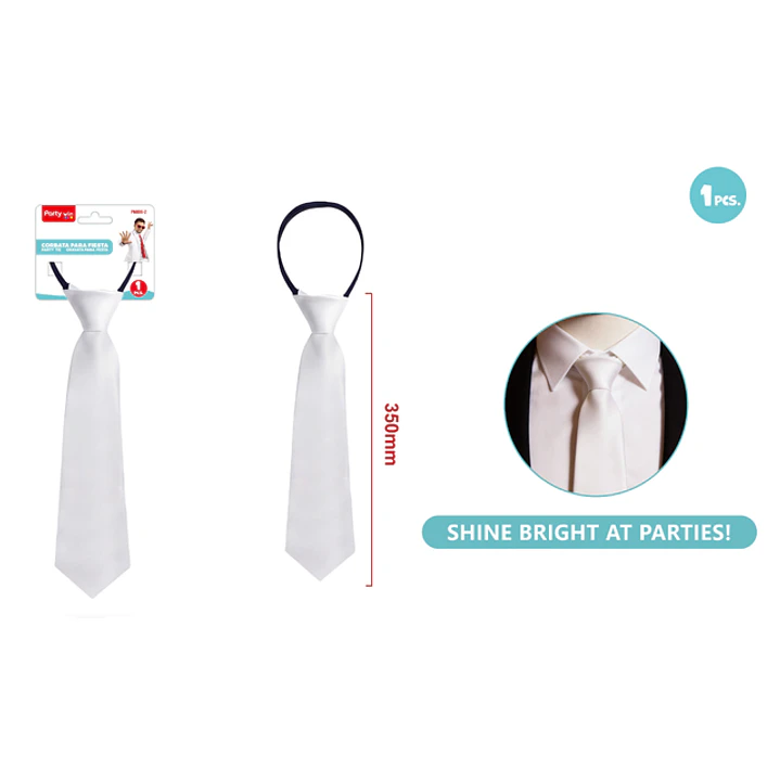 Corbata De Fiesta Blanco 35Cm 1