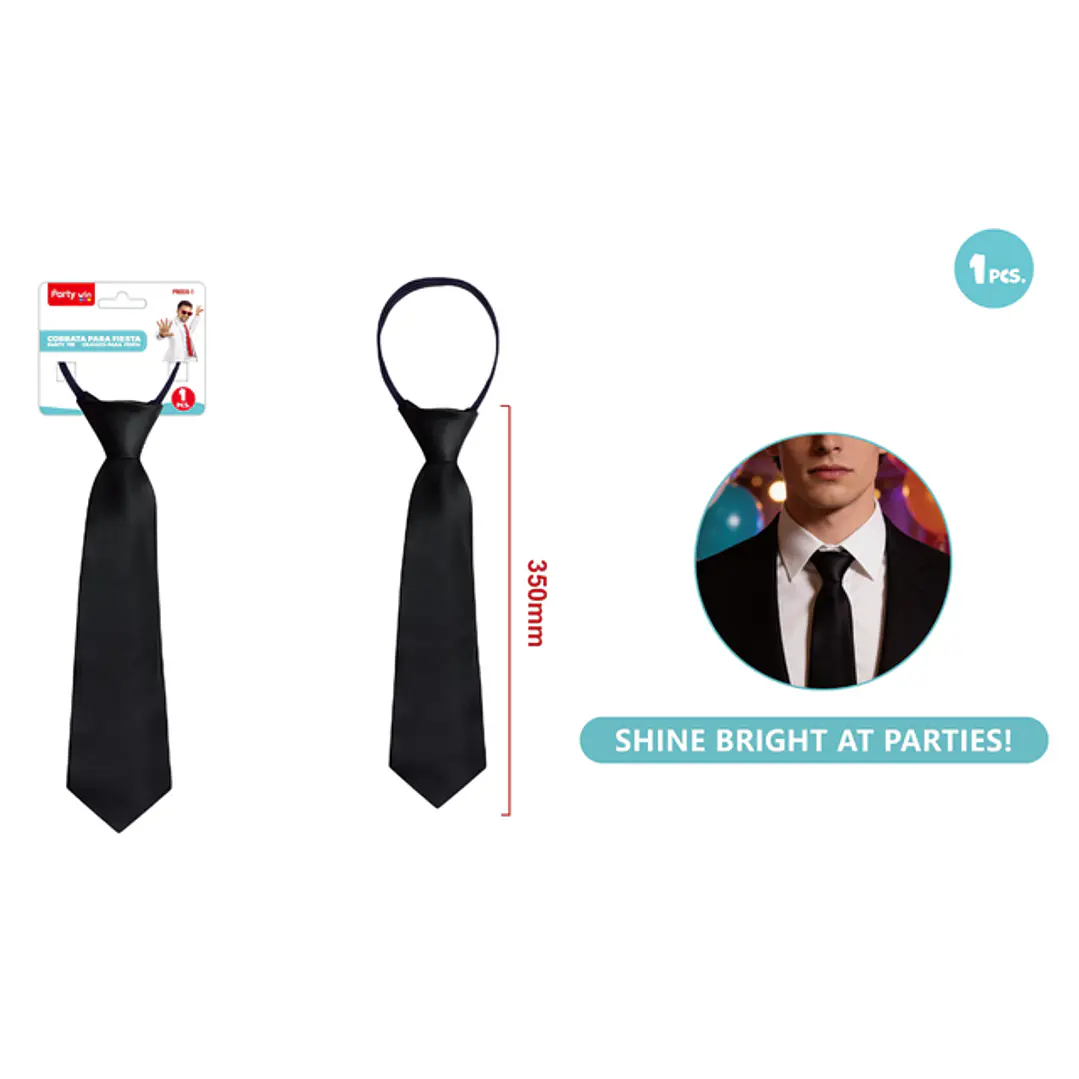 Corbata De Fiesta Negro 35Cm 1