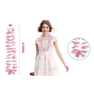 Collar De 30X2Flores Rosado 51Cm
