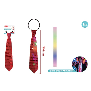 Corbata Con Luz Lentejuela Rojo 34Cm