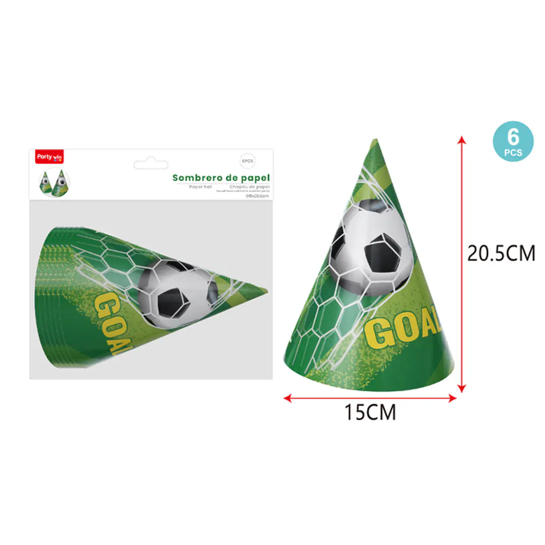 Sombreros De Papel Futbol 6 Unidades 1