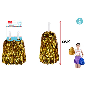 Pompón Porristas Dorado 32Cm 2 Unidades