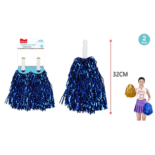 Pompón Porristas Azul 32Cm 2 Unidades