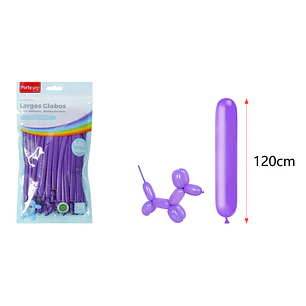 Globos Largo Mate Morado 120Cm 1.8G 30 Unidades