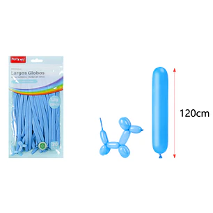 Globos Largo Mate Celeste 120Cm 1.8G 30 Unidades