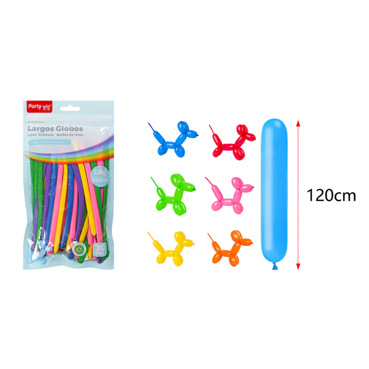 Globos Largo Mate Surtidos 120Cm 1.8G 30 Unidades 1