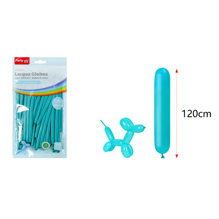 Globos Largo Mate Azul Tiffany 120Cm 1.8G 30 Unidades 1