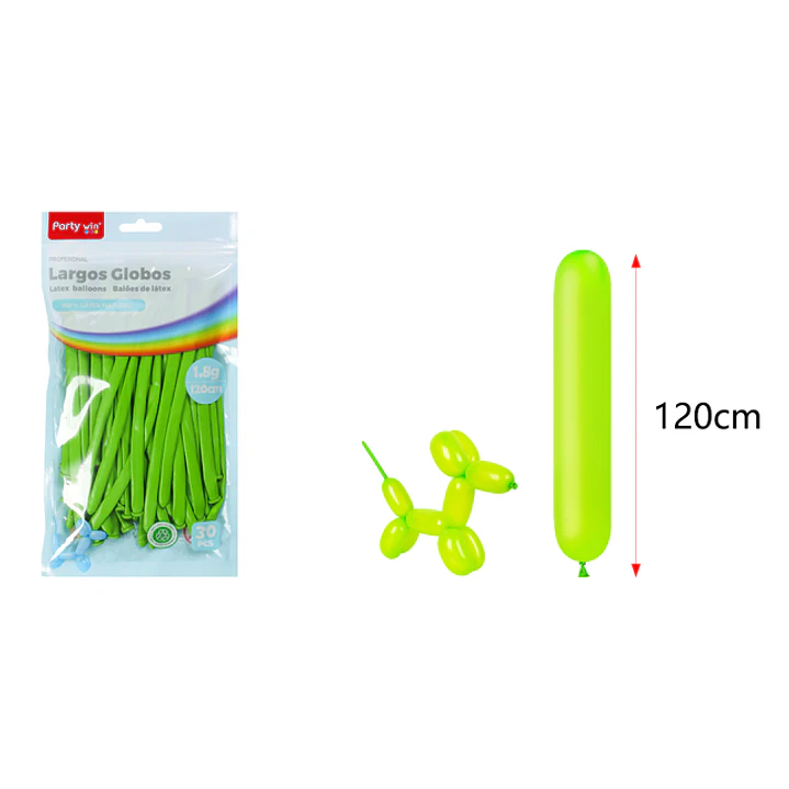 Globos Largo Mate Verde Claro 120Cm 1.8G 30 Unidades 1