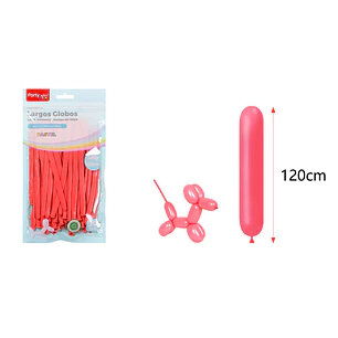 Globos Largo Pastel Rojo 120Cm 1.8G 30 Unidades