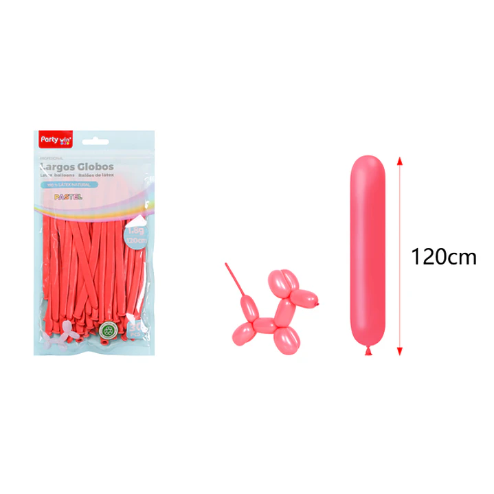 Globos Largo Pastel Rojo 120Cm 1.8G 30 Unidades 1