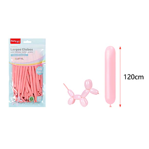 Globos Largo Pastel Rosado 120Cm 1.8G 30 Unidades