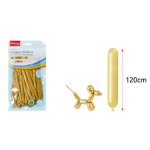 Globos Largo Metal Dorado 120Cm 1.8G 30 Unidades