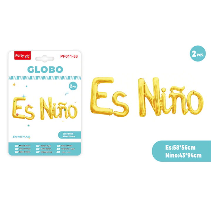Globos Metal Es Niño Dorado 2 Unidades 1
