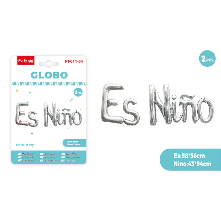 Globos Metal Es Niño Plateado 2 Unidades 1