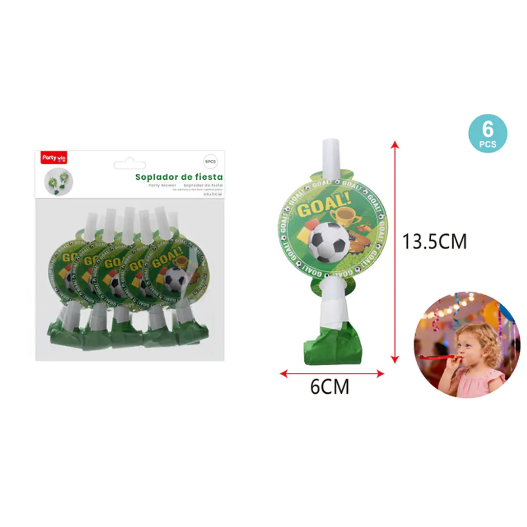 Soplador De Fiesta Futbol 6 Unidades 1