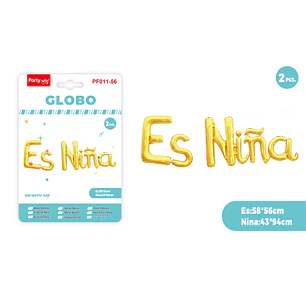Globos Metal Es Niña Dorado 2 Unidades