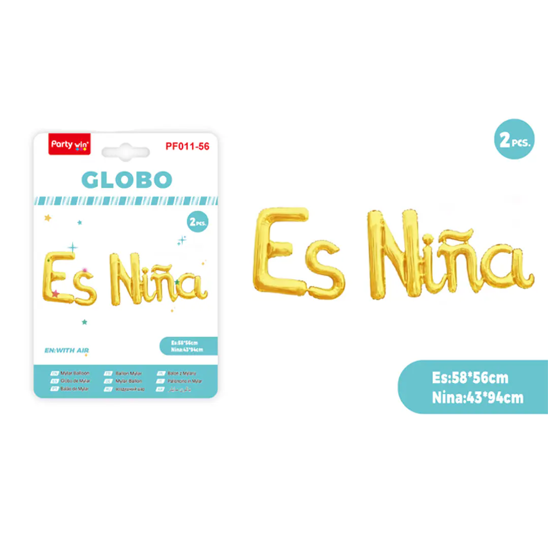 Globos Metal Es Niña Dorado 2 Unidades 1