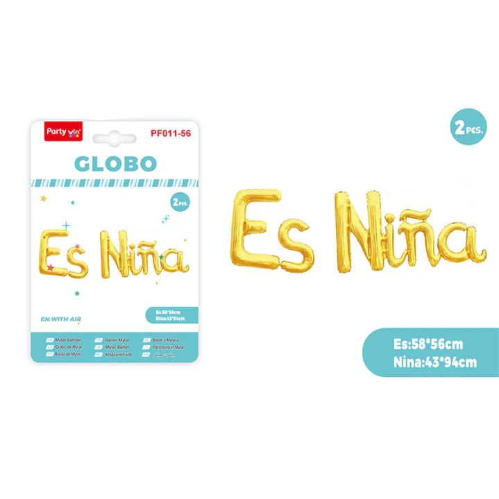 Globos Metal Es Niña Dorado 2 Unidades 1