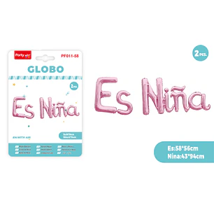Globos Metal Es Niña Rosado 2 Unidades