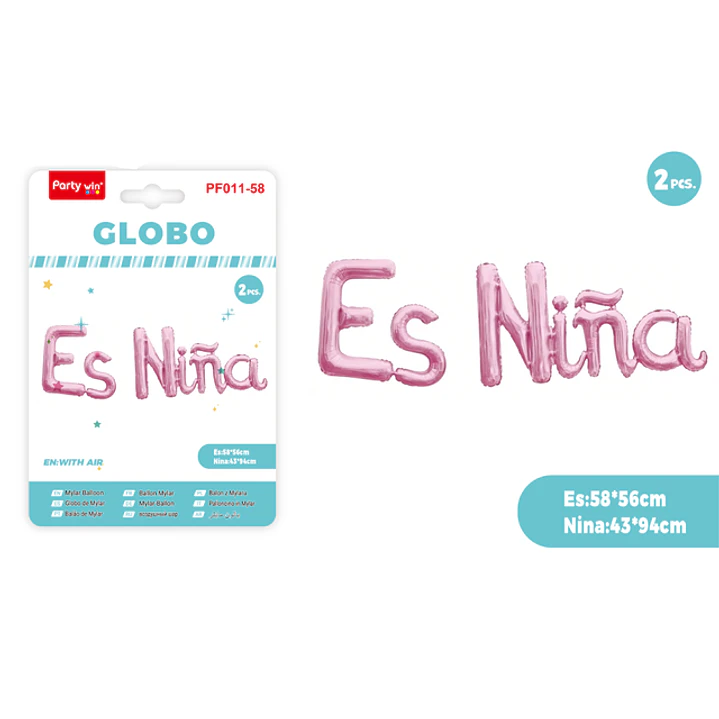 Globos Metal Es Niña Rosado 2 Unidades 1