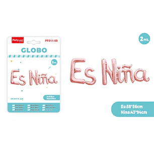 Globos Metal Es Niña Rosadorado 2 Unidades