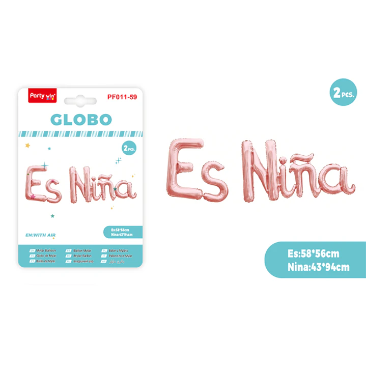 Globos Metal Es Niña Rosadorado 2 Unidades 1