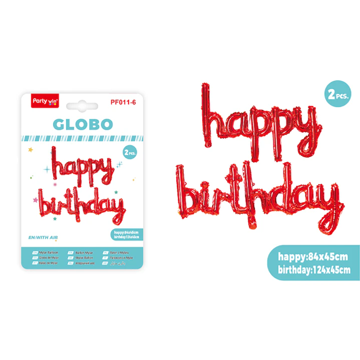 Globos Metal Happy Birthday Rojo 2 Unidades 1