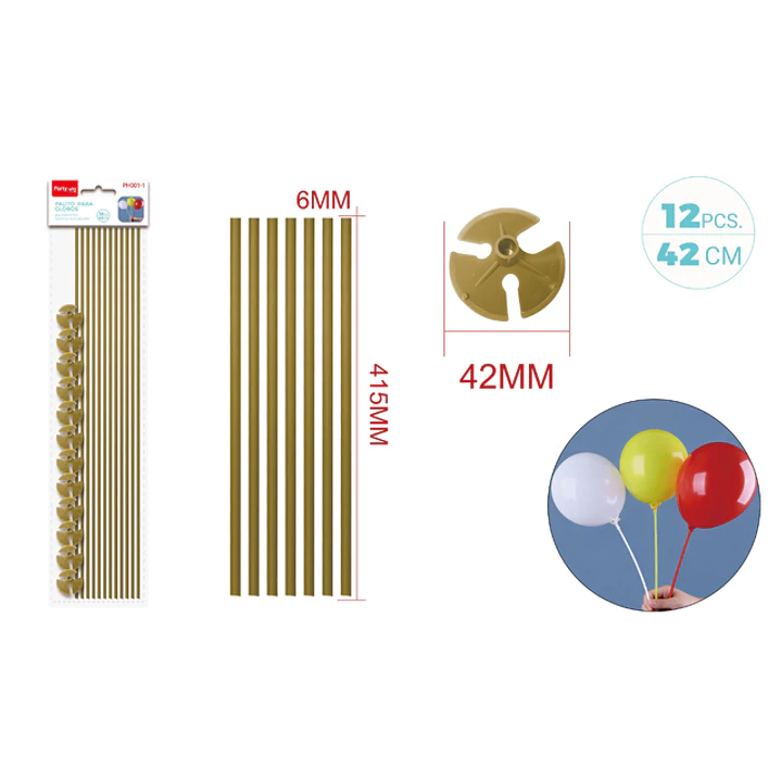 Varillas De Globo Dorado 42Cm 12 Unidades 1