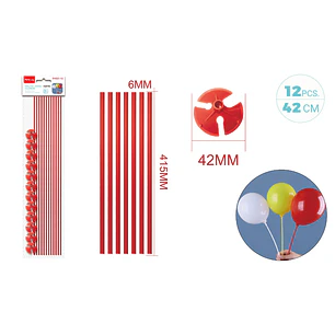 Varillas De Globo Rojo 42Cm 12 Unidades