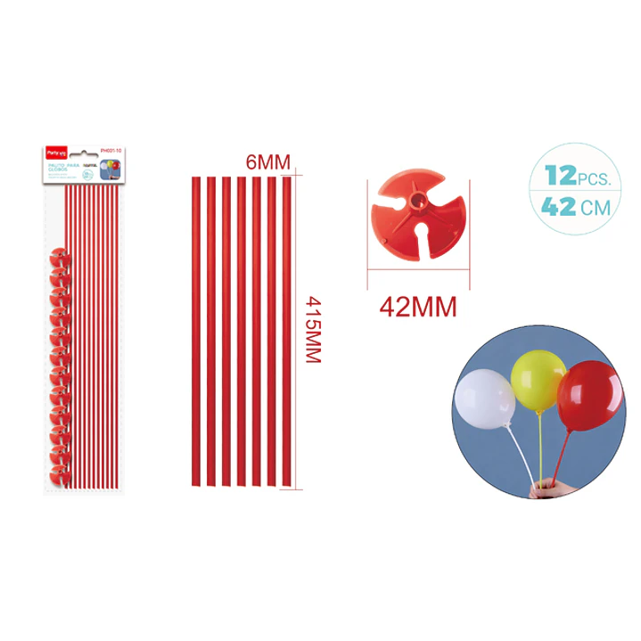 Varillas De Globo Rojo 42Cm 12 Unidades 1