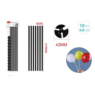 Varillas De Globo Negro 42Cm 12 Unidades