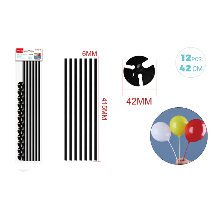 Varillas De Globo Negro 42Cm 12 Unidades 1