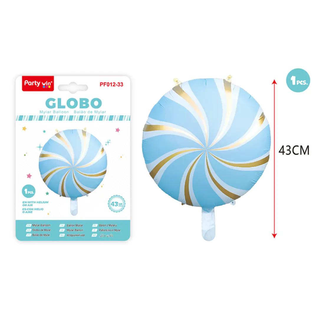Globo Metal Remolino Azul 43Cm 1