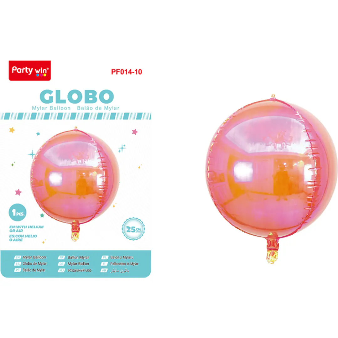 Globo Metal Tornasol 4D Rosado 25Cm 1