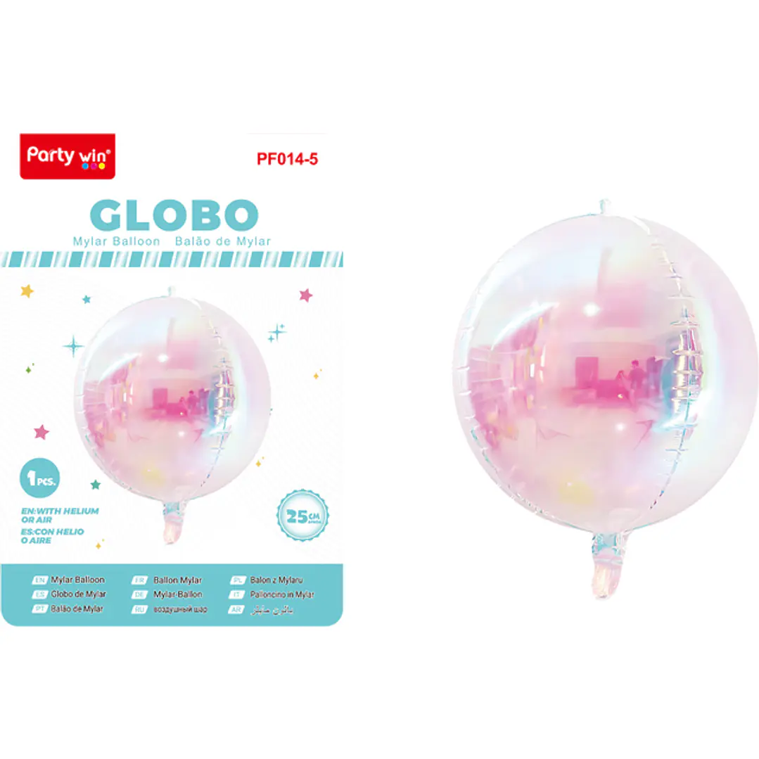 Globo Metal Tornasol 4D Blanco 25Cm 1