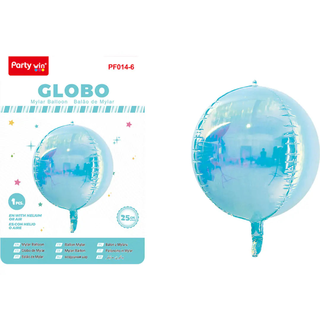 Globo Metal Tornasol 4D Azul 25Cm 1
