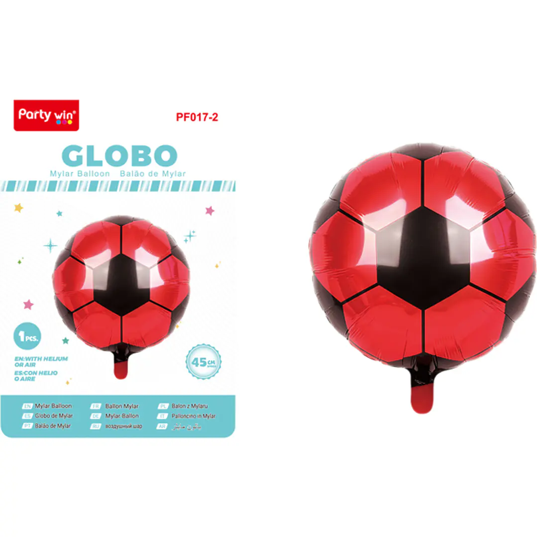 Globo Metal Futbol Rojo 45Cm 1