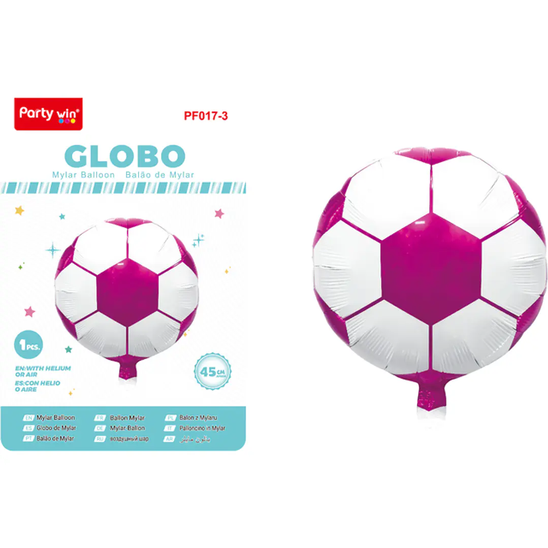 Globo Metal Futbol Fucsia 45Cm 1