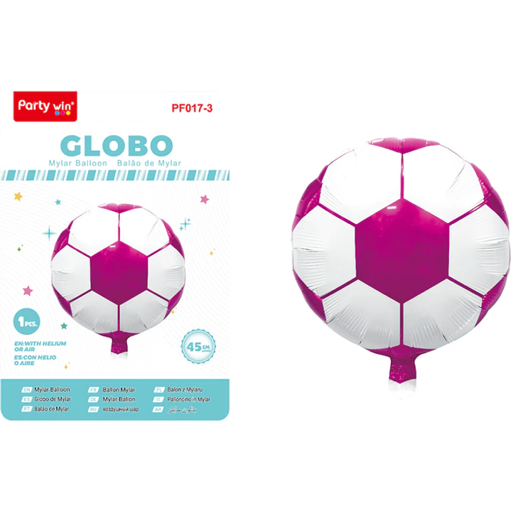 Globo Metal Futbol Fucsia 45Cm 1