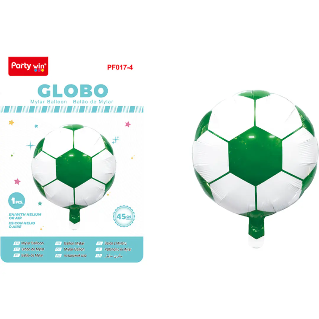 Globo Metal Futbol Verde 45Cm 1
