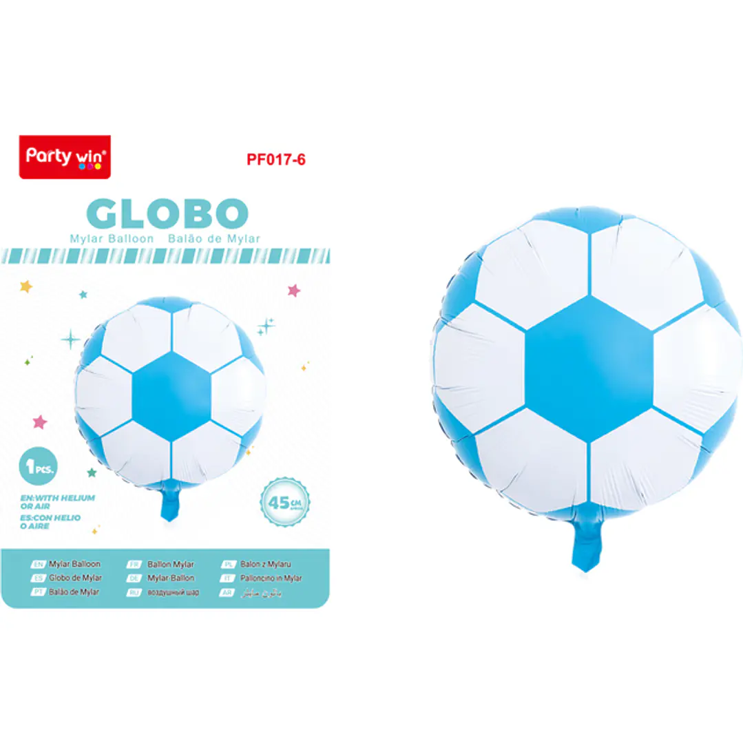 Globo Metal Futbol Azul 45Cm 1