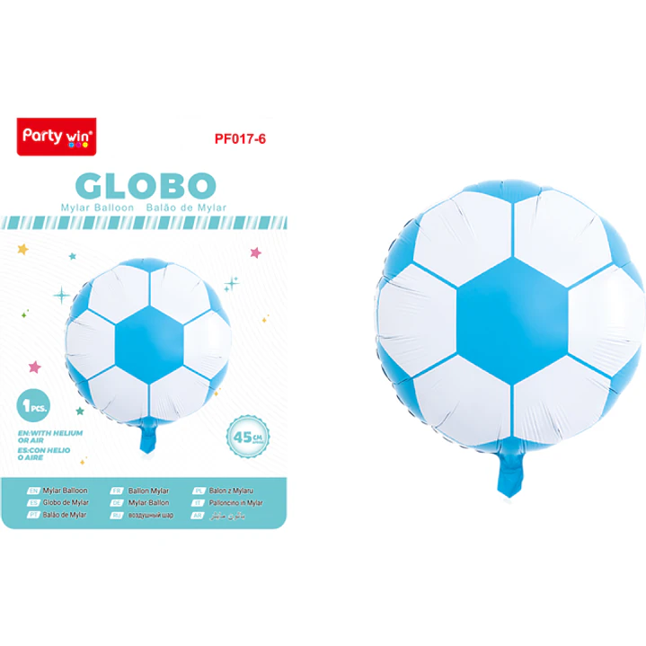 Globo Metal Futbol Azul 45Cm 1