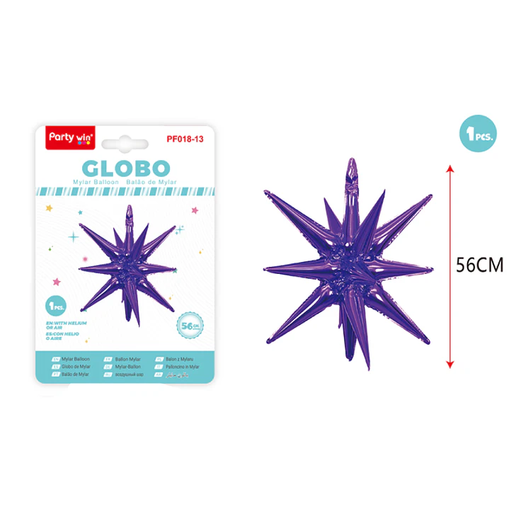 Globo Metal Estrella Explosiva Morado 56Cm 1