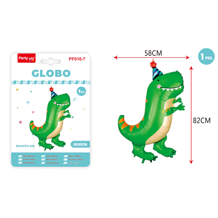 Globo Metal Vertical Dinosaurio Azul 63*87Cm 1