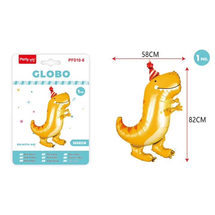 Globo Metal Vertical Dinosaurio Azul 63*87Cm 1